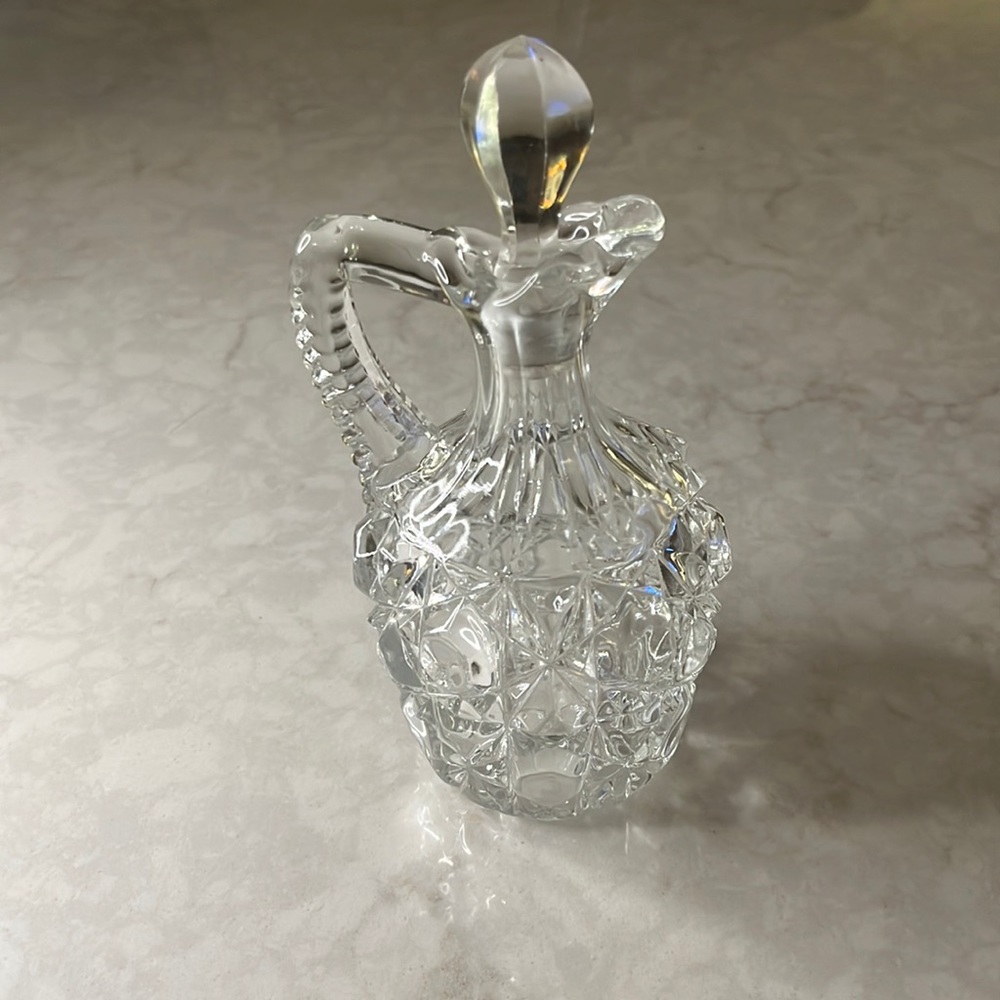Clear Cut Glass Cruet with Stopper